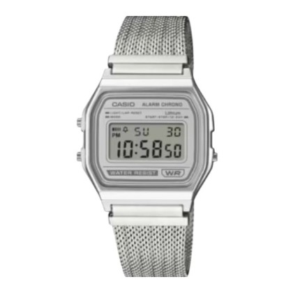 Casio Vintage A158WEM-7 Digital Stainless Steel Mesh Band Unisex Watch